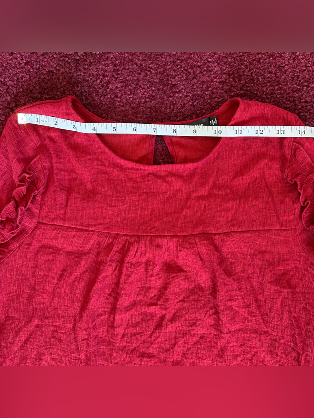 Doe & Rae Red Ruffle-Trim Long Sleeve Top - Picture 5 of 8